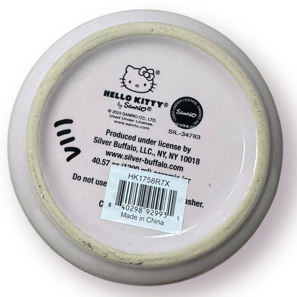 Hello Kitty (Sanrio) Light Pink Ceramic Snack Jar with Bamboo Lid - Picture 4 of 5